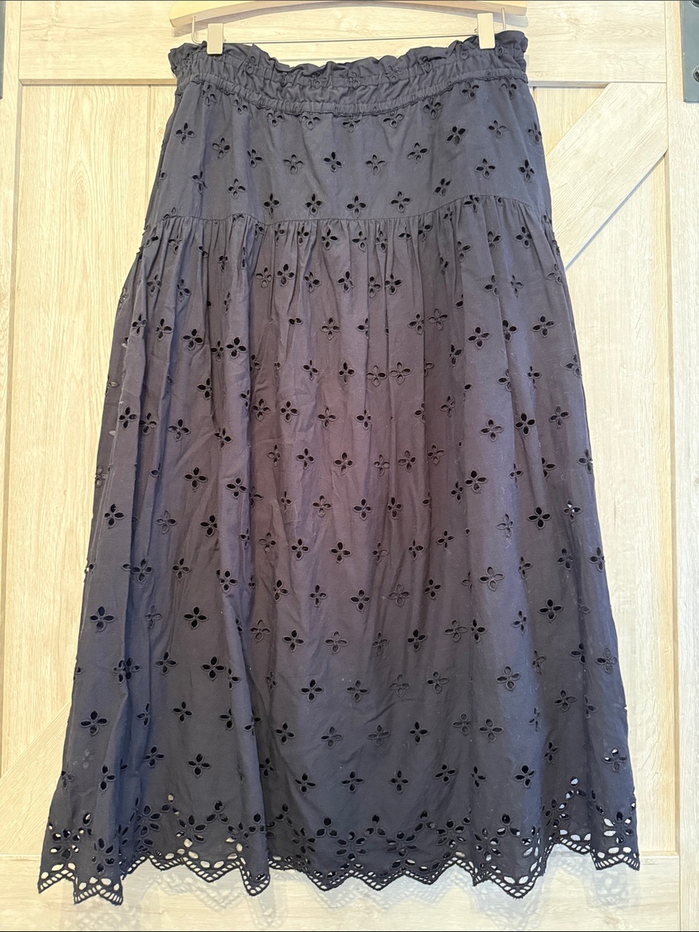 Marea by Liz Joy Black Eyelet Skirt with Scalloped Hem